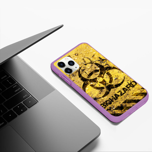 Чехол для iPhone 11 Pro Max матовый Danger Biohazard, цвет фиолетовый - фото 5