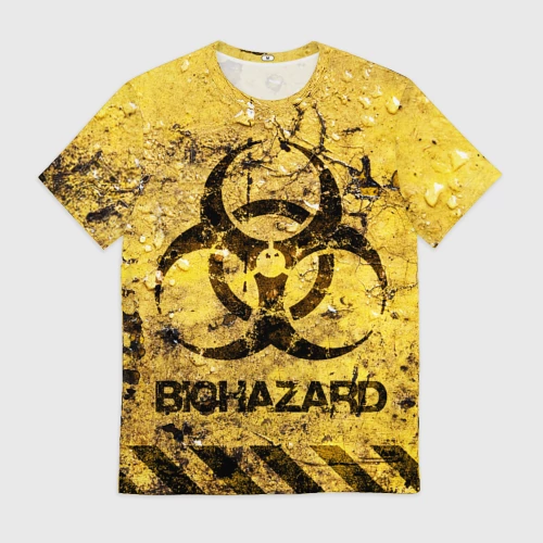 Мужская футболка 3D с принтом Danger Biohazard, вид спереди #2