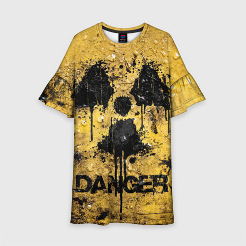 Детское платье 3D с принтом Danger radiation, вид спереди #2