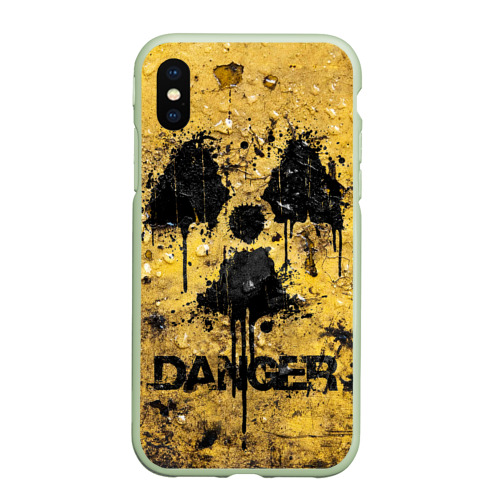 Чехол для iPhone XS Max матовый Danger radiation, цвет салатовый