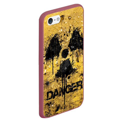 Чехол для iPhone 5/5S матовый Danger radiation, цвет малиновый - фото 3