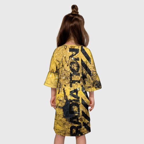 Детское платье 3D с принтом Danger radiation, вид сзади #2