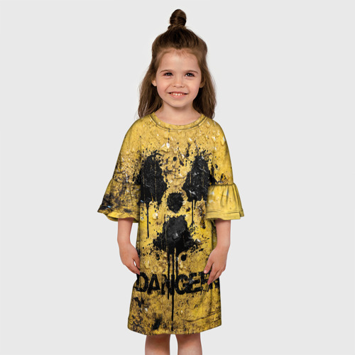 Детское платье 3D с принтом Danger radiation, вид сбоку #3