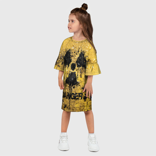 Детское платье 3D с принтом Danger radiation, фото на моделе #1