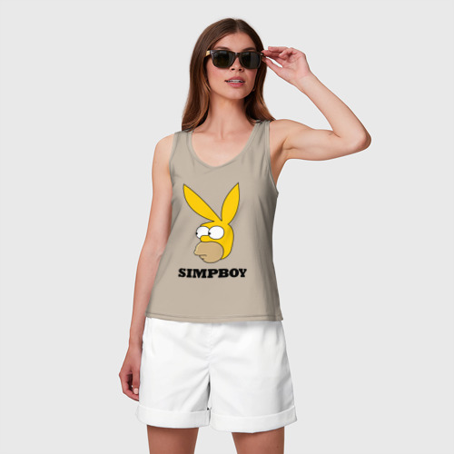 Женская майка хлопок Simpboy - rabbit Homer, цвет миндальный - фото 3
