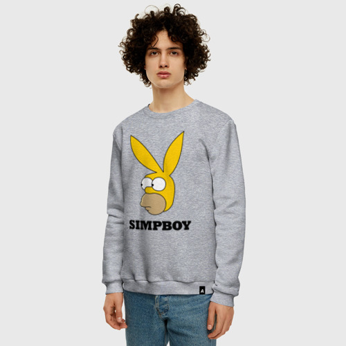 Мужской свитшот хлопок Simpboy - rabbit Homer, цвет меланж - фото 3