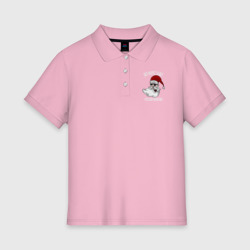 Женское поло хлопок Дед мороз знает кто как себя вел в этом году