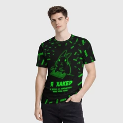 Мужская футболка 3D Кролик хакер - фото 2