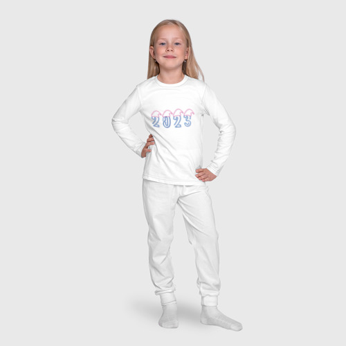 Детская пижама с лонгсливом хлопок с принтом Цифры в колпаках санты, фото #4