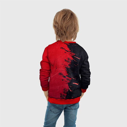Детский свитшот 3D с принтом Черное и красное, вид сзади #2