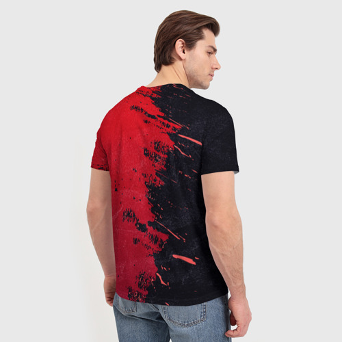 Мужская футболка 3D с принтом Черное и красное, вид сзади #2