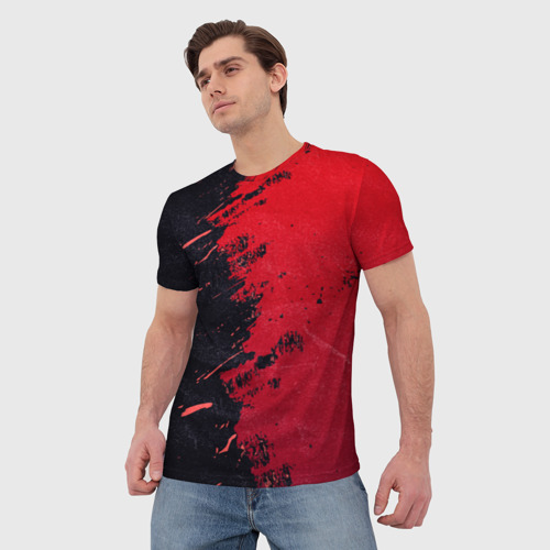 Мужская футболка 3D с принтом Черное и красное, фото на моделе #1