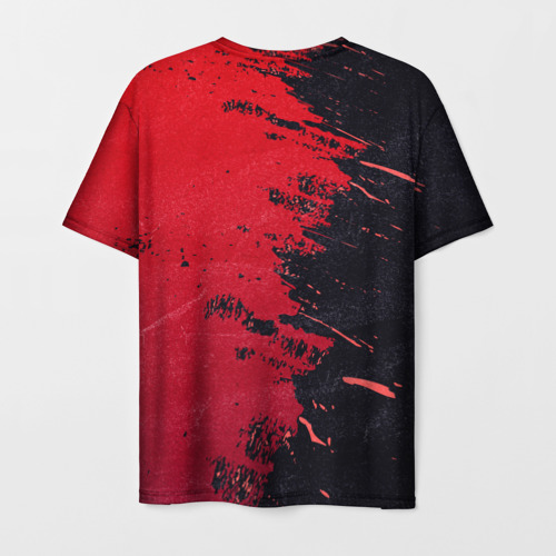 Мужская футболка 3D с принтом Черное и красное, вид сзади #1