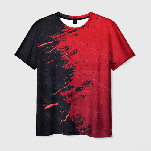 Мужская футболка 3D с принтом Черное и красное, вид спереди #2