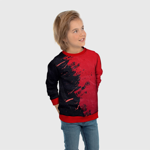 Детский свитшот 3D с принтом Черное и красное, вид сбоку #3