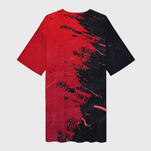 Платье-футболка 3D Черное и красное, цвет 3D печать - фото 2
