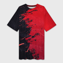 Платье-футболка 3D Черное и красное
