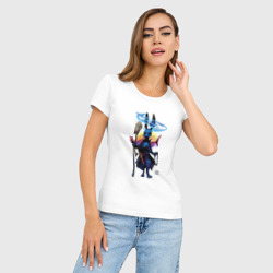 Женская футболка хлопок Slim Кролик-самурай и душа лисы - фото 2