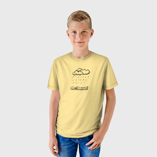 Детская футболка 3D Человек под дождем, цвет 3D печать - фото 3