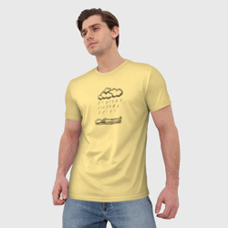 Мужская футболка 3D Человек под дождем - фото 2