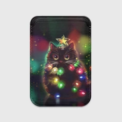 Картхолдер Magsafe магнитный Новогодний котик с гирляндой