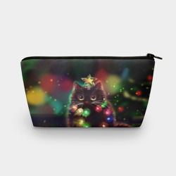 Косметичка 3D Новогодний котик с гирляндой