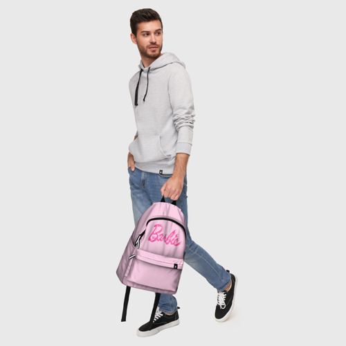 Рюкзак 3D Барби - логотип на клетчатом фоне - фото 6