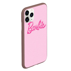 Чехол для iPhone 11 Pro матовый Барби - логотип на клетчатом фоне - фото 2