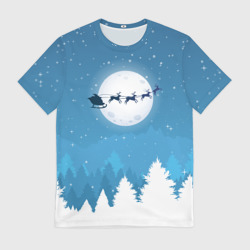 Мужская футболка 3D Новогодняя сказка дед мороз