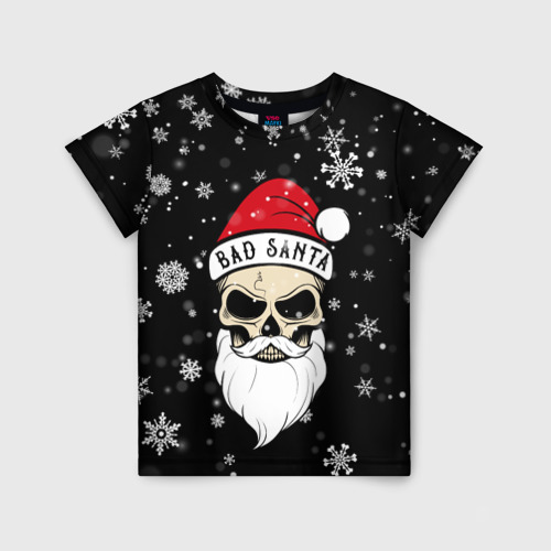 Детская футболка 3D с принтом Christmas Bad Santa, вид спереди #2
