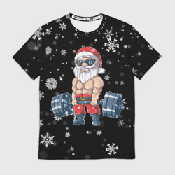 Мужская футболка 3D Силач Санта
