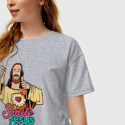 Женская футболка хлопок Oversize Jesus Christ love u - фото 2