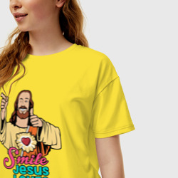 Женская футболка хлопок Oversize Jesus Christ love u - фото 2