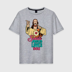 Женская футболка хлопок Oversize Jesus Christ love u