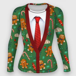 Женский рашгард 3D Новогодний свитер с печеньками