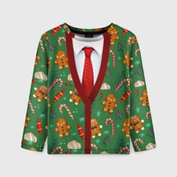 Детский лонгслив 3D Новогодний свитер с печеньками