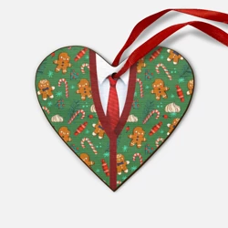 Деревянная игрушка Сердце Новогодний свитер с печеньками