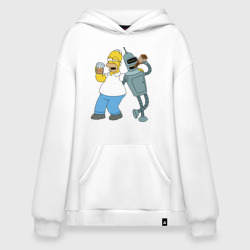 Худи SuperOversize хлопок Drunk Homer and Bender