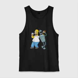 Мужская майка хлопок Drunk Homer and Bender