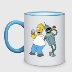 Кружка двухцветная Drunk Homer and Bender
