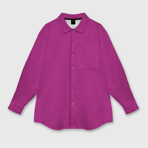 Женская рубашка оверсайз с принтом Баклажановый радуга, вид спереди №1
