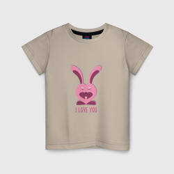 Детская футболка хлопок Розовый кролик любит тебя