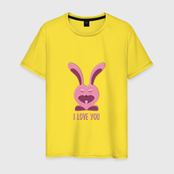 Мужская футболка хлопок Розовый кролик любит тебя