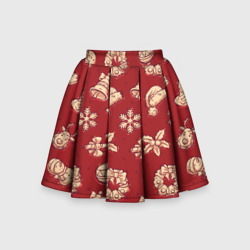 Новогоднее настроение: красно-молочный – Детская юбка-солнце 3D с принтом купить