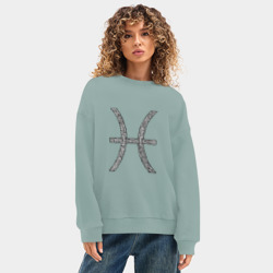 Женский свитшот oversize без начеса хлопок Рыбы - зодиак - фото 2