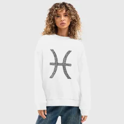 Женский свитшот oversize без начеса хлопок Рыбы - зодиак - фото 2