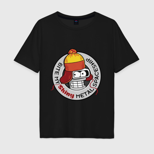Мужская футболка хлопок Oversize с принтом Benders metal spaceship, вид спереди #2