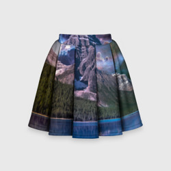Горы и лес у озера – Детская юбка-солнце 3D с принтом купить