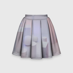 Светлые геометрические шары и кубы – Детская юбка-солнце 3D с принтом купить