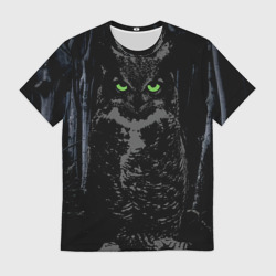 Мужская футболка 3D Сова в лесу